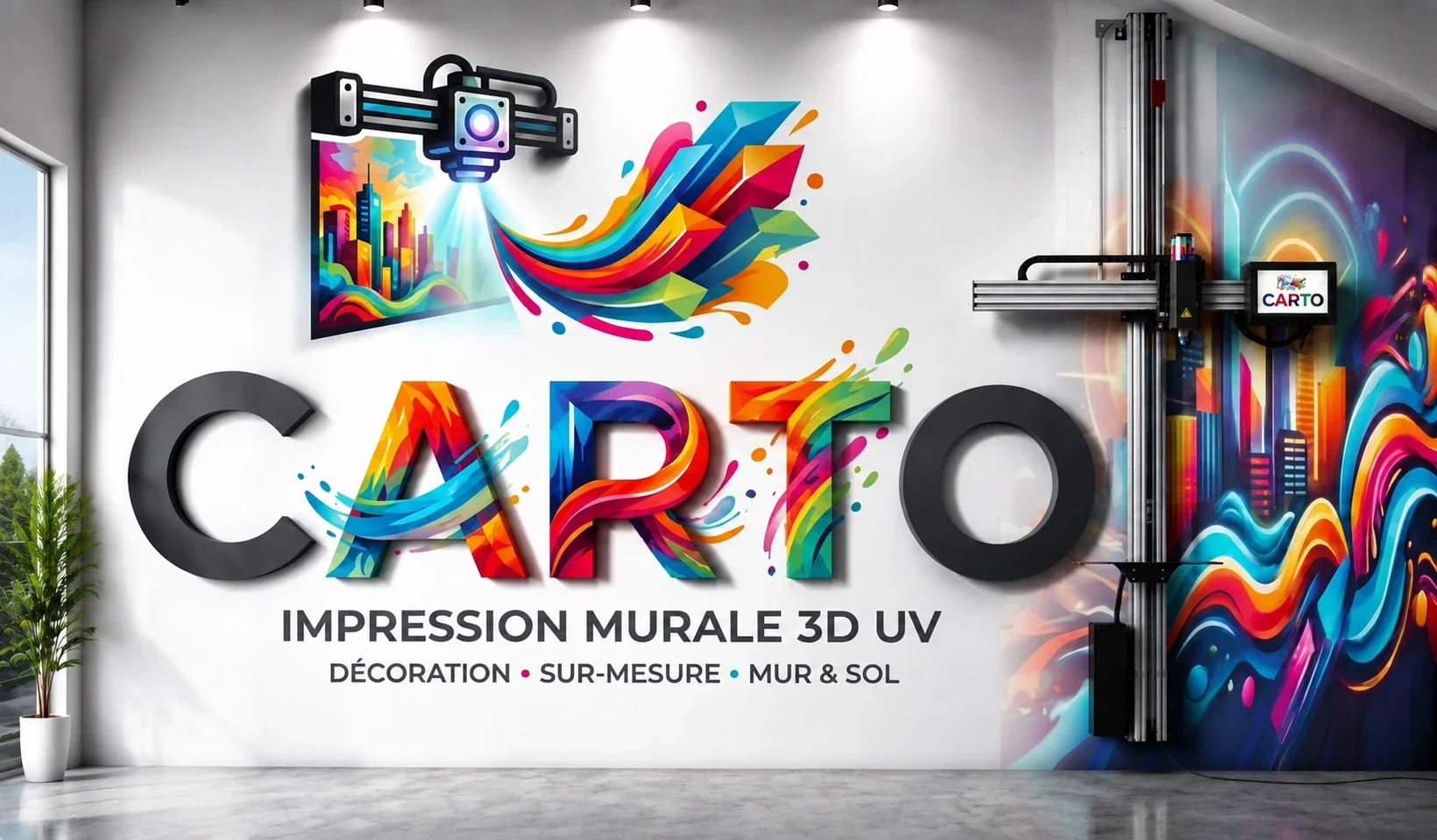 Fresque murale CARTO imprimée en 3D UV