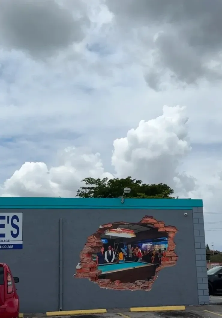 Façade extérieure — trompe-l'œil mur brique